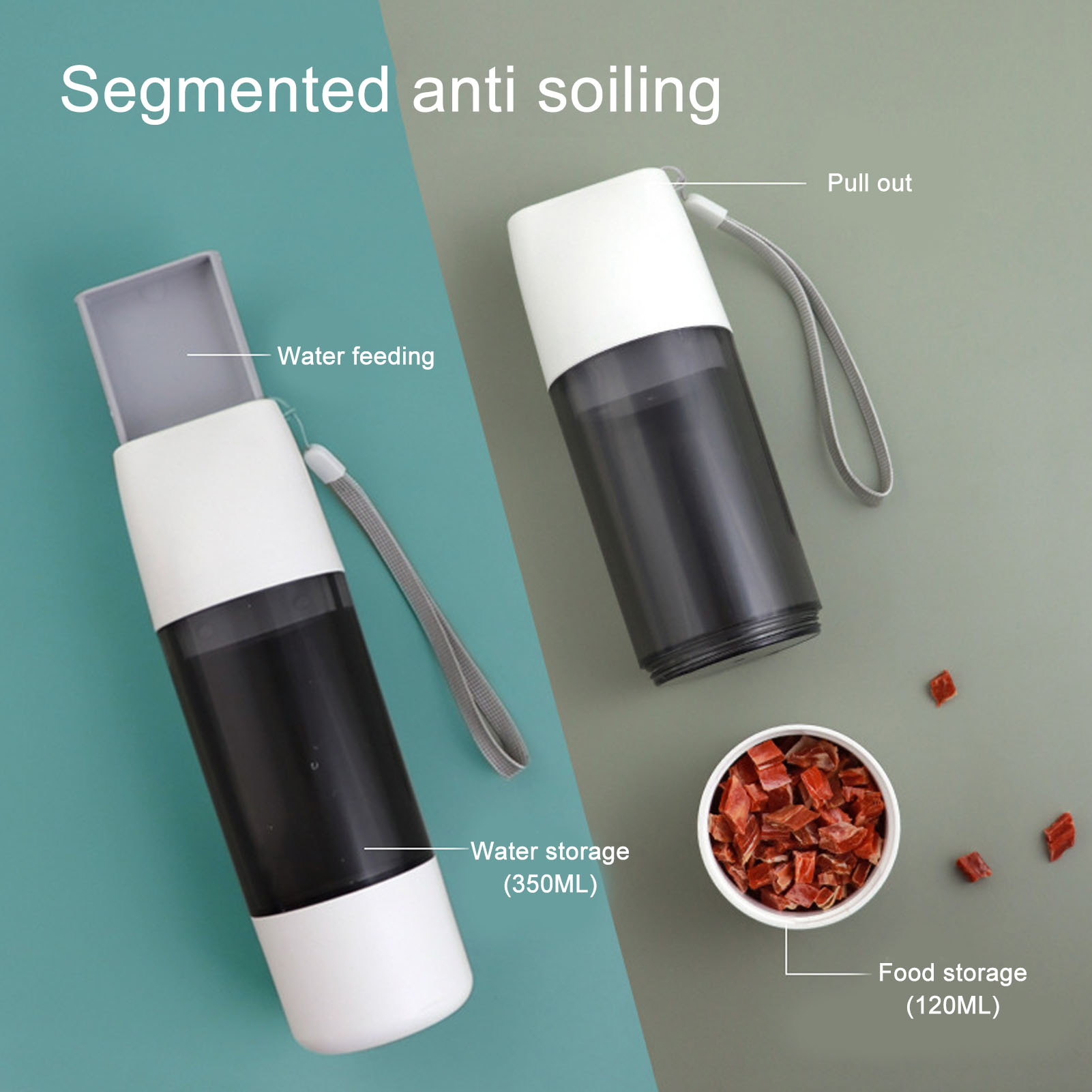 Pet Water Bottle Portable Water Dispenser Drinking Feeder Grain Cup For Outdoor Hiking Traveling Walking