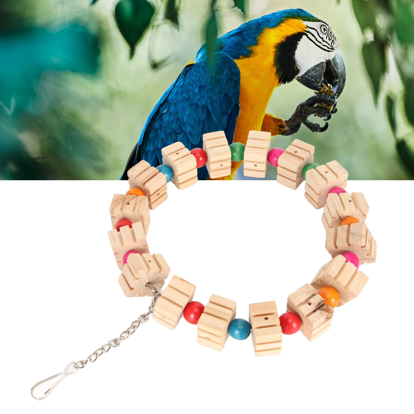 Bird Swing Ring Toy Bird Wood Hanging Toy Colorful Multifunctional Bird Ring Toy For Biting Chewing Climbing