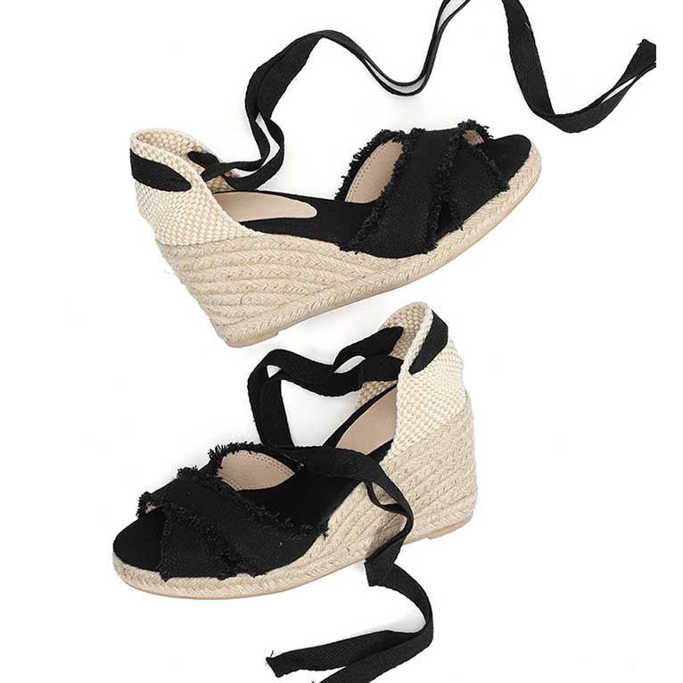 Summer Ladies Fashion Wedge Heel Open Toe Sandals High Heel Temperament Espadrille Sandals Skirt Shoes Wedge Strap Wedge Heels
