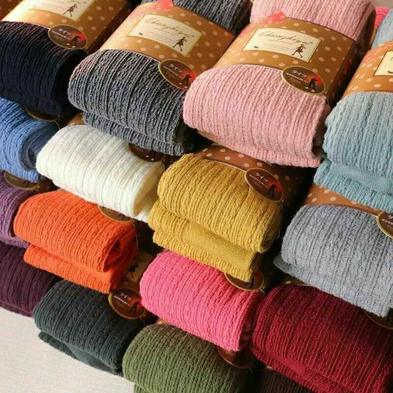 Women Winter Cable Knit Sweater Long Tights Warm Stretch Stockings Pantyhose Cotton Cashmere Leggings Slim Solid SocksX240914