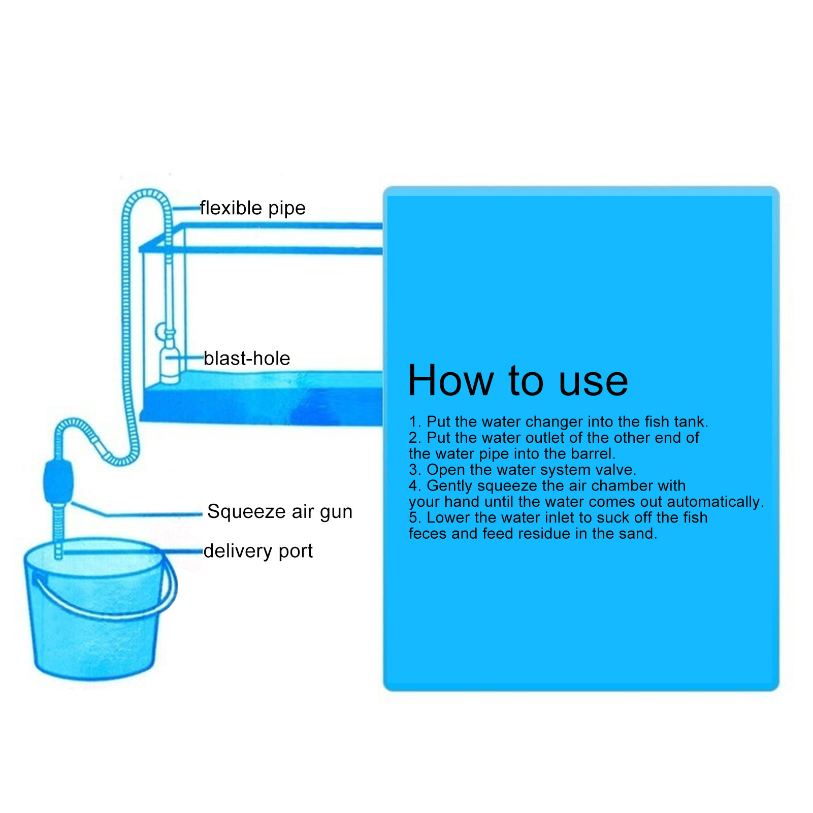 Fish Tank Water Changer Cleaner Manual Aquarium Siphon Vacuum Gravel Cleaner With Outlet Valve 8.5ft