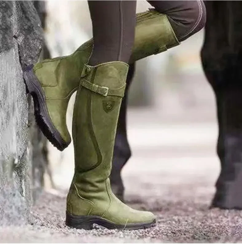 Western Fashion Women Boots Winter Knee Heels Quality Suede Long Comfort Square Botines Mujer Thigh High Boot Botasd45 c502