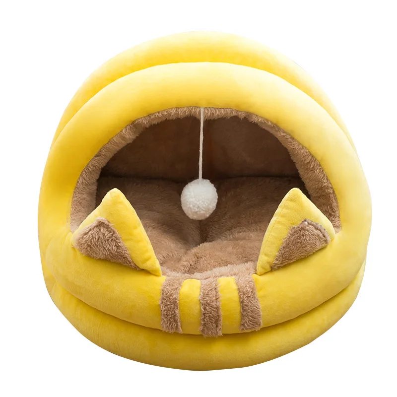 Semi Enclosed Nest Cat House Windproof Warm in Winter Soft Comfortable Adding Cotton Thickening Plush Dog Bed Pet Supplies
