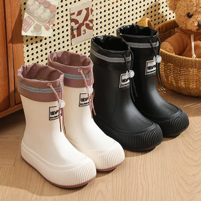Childrens rain boots non slip rubber shoes suitable for girls and boys fashionable rain boots for middle-aged and elderly children 240913
