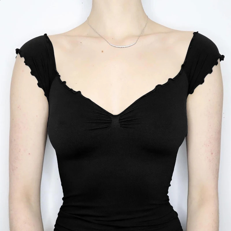IAMTY fashionable and elegant deep V-neck vest womens French slim fit vest retro streetwear casual basic vest 240914