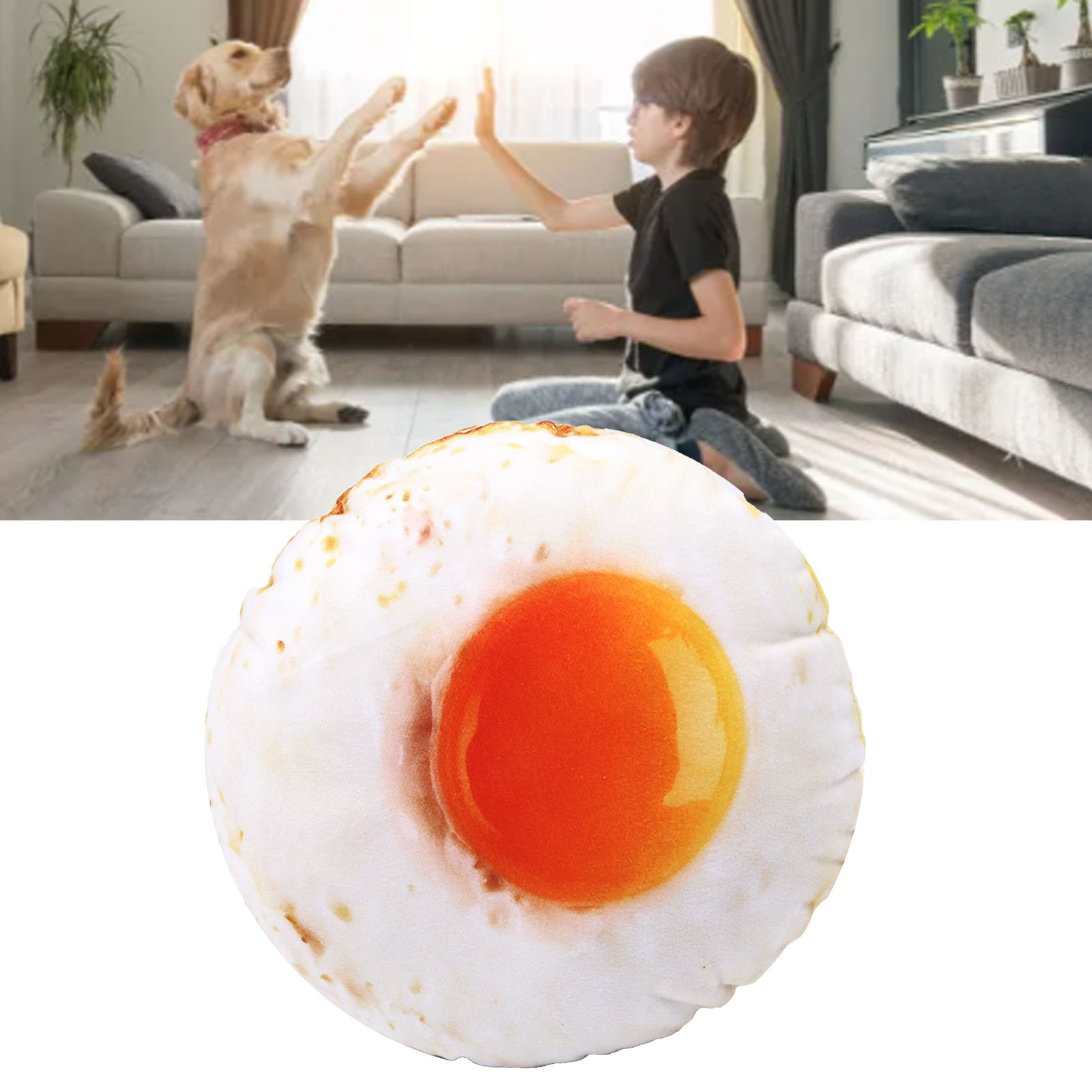 Fried Egg Plush Dog Toys Fun Cute Cartoon 3D Simulation Teeth Grinding Relieve Boredom Pet Chew Toy For Dogs Puppies Pets