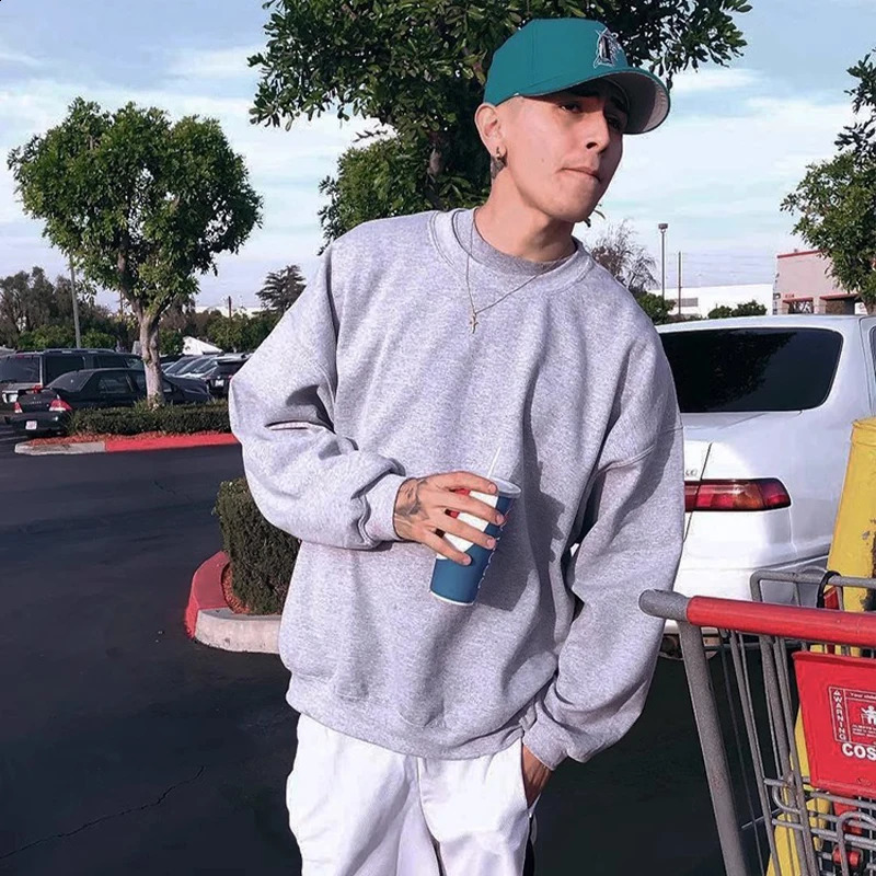 NXXTRESS High Quality Healthy Cotton Solid Color O Neck Off Shoulder Sweater for Men and Women Oversize Loose Sweatshirt 240911