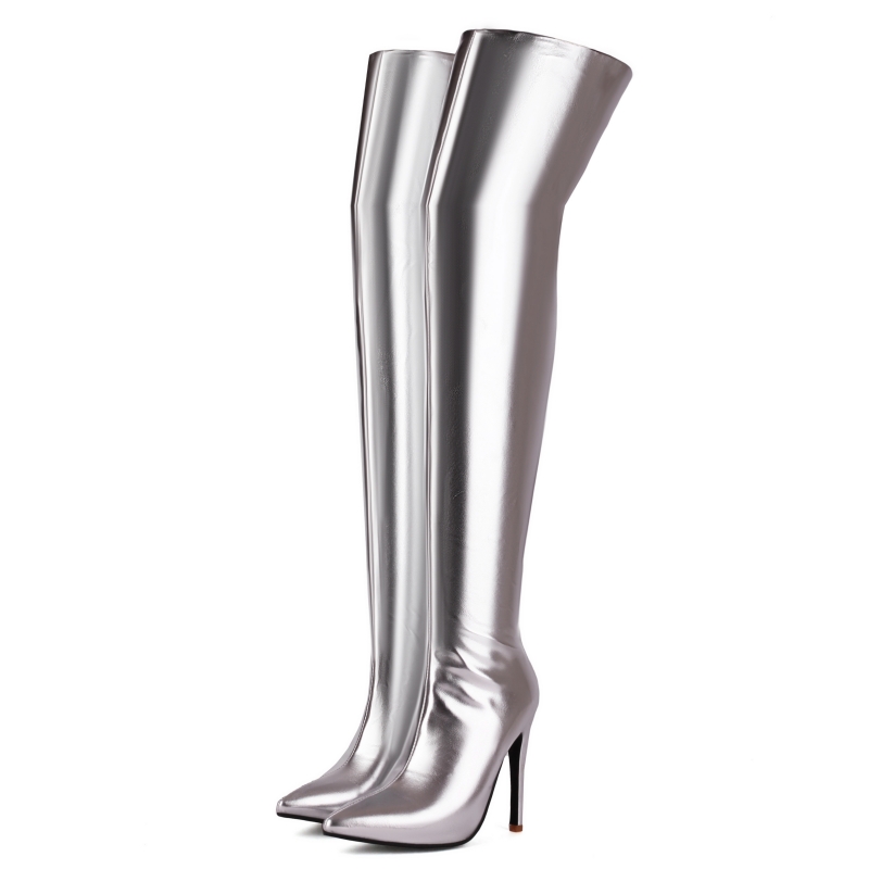 2025 new Gold Sexy Over the Knee Boots Sier Heels Nightclub Dance Party Shoes Ladies Thigh High Long Boot