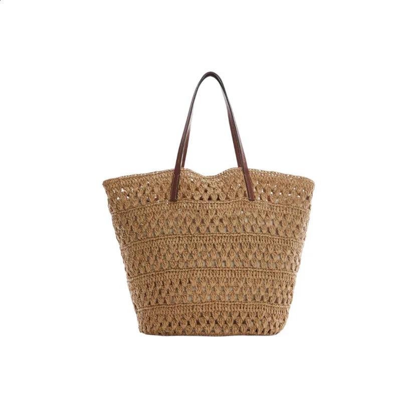 Woven handbag large capacity summer beach grass and wallet womens Bohemian shoulder bag travel 240913
