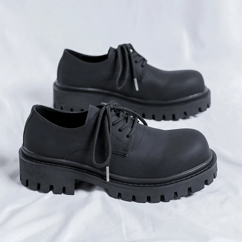 Platform Mens Luxury Casual Genuine Leather High-quality Leisure Tooling Shoes Comfortable Inside Handmade Trend Fashion Shoes