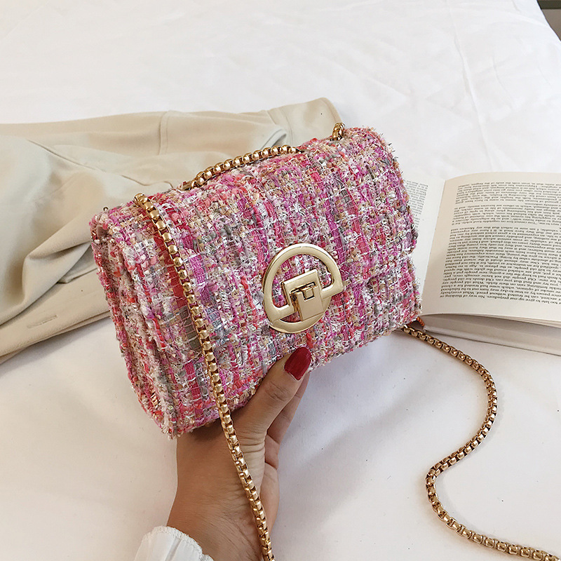 Crossbody Women's Trendy Bag: Stylish Wool Designer Chain Hot Shoulder Handbag For 2024 Bag: