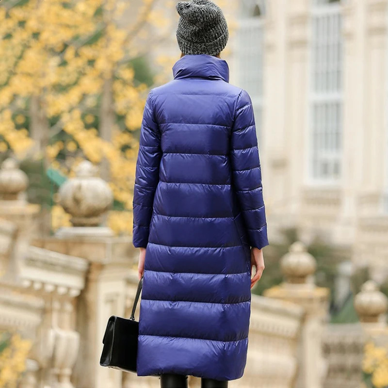 Fitaylor Womens Down Jacket Long Coat Winter Warm Double sided Ultra Light White Down Jacket 240913