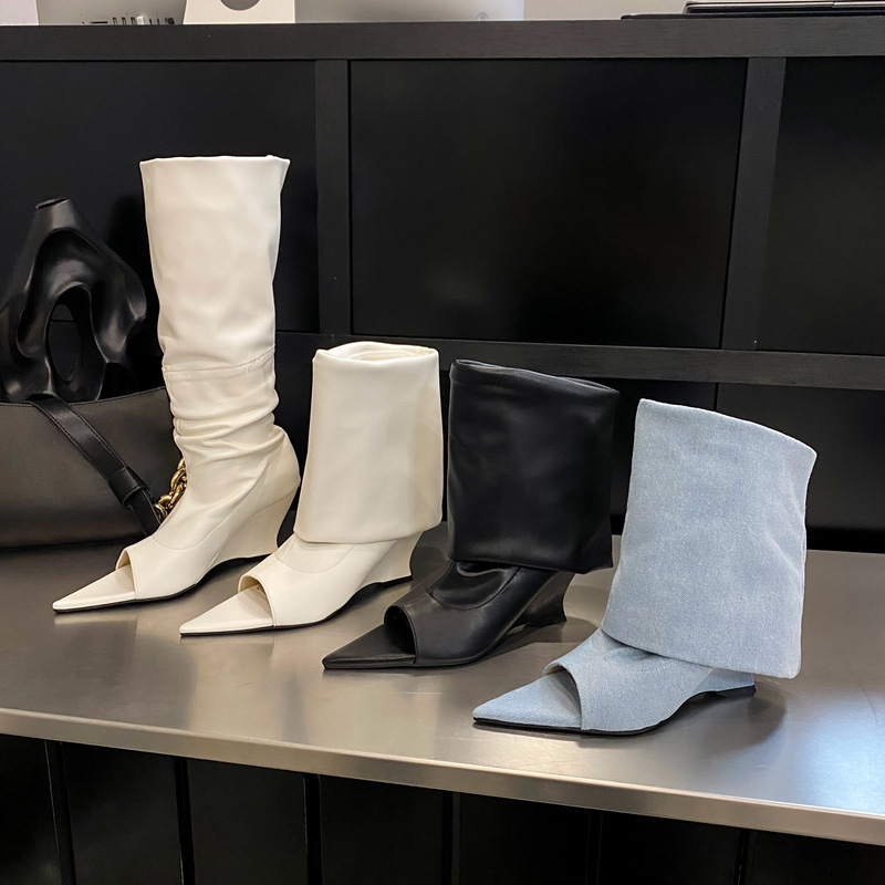 Autumn Summer New Solid Color High Heel Cool Boots Spicy Girl Internet Celebrity Temperament Pointy Wedges Fashion Women Sandal ba73 dh5367242