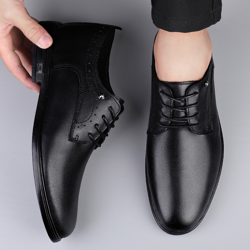 Men's Genuine Leather Oxford Shoes - Classic hot Lace-Up, Warm Winter Business Footwear