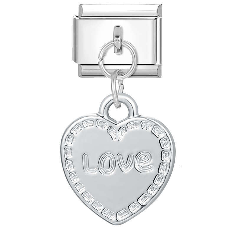 New Women's Gift Shell bow heat Pendant Italian Charms Links Bangle Beads Fit 9mm Stainless Steel Bracelet Making DIY For Women Fashion Jewelry