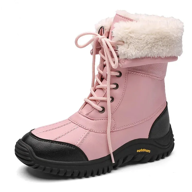 New Winter Boots Women High Quality Keep Warm Mid-Calf Snow Boots Women Lace-up Waterproof Comfortable Ladies Boots