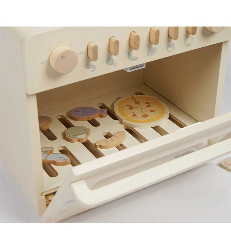 Kitchens Play Food Childrens Microwave Oven Simulation Pizza Mini Cooking Kitchen Set Wooden Toys Eating Play Games Boys and Girls Food LearningL24091