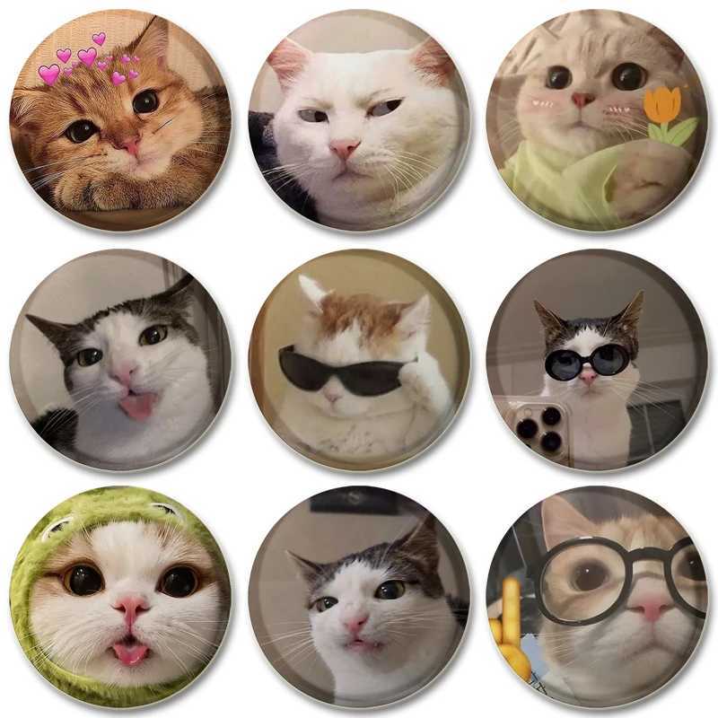 32/44/58mm Funny Cute Cat Round Soft Button Pins Creative Brooch Fashion Cartoon DIY Hat Bag Jewelry Gifts for FriendsX240914