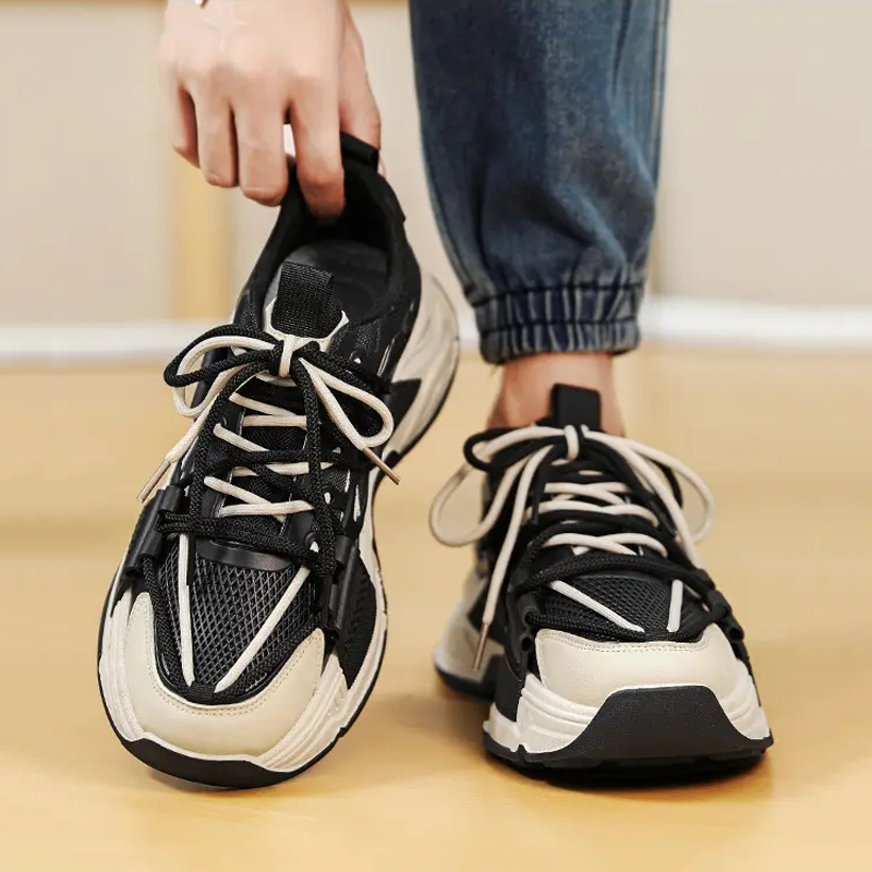 Men's Fashion All-match Daddy Comfortable Breathable Sports Lace-up Wear-resistant Outdoor Mixed Color Casual Shoes