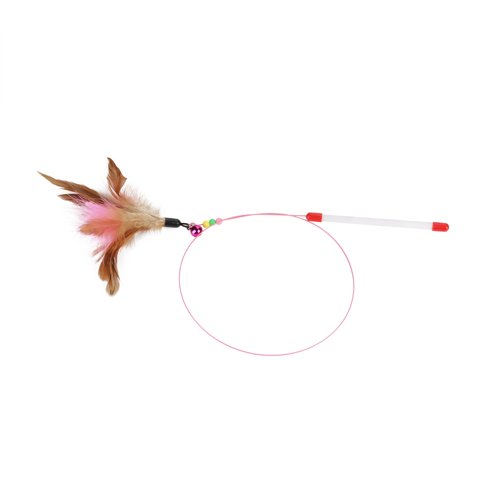 Feather Wire Chaser for Cat and Kitten, Funny Pet Play Toy, Wand Beads