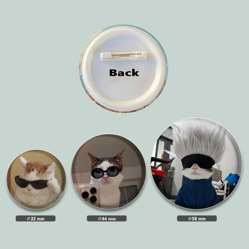 32/44/58MM Funny Cute Cat Icons Snap-in Button Pins Round Brooch Cartoon Badge for Backpack Hat Jewelry Accessories GiftsX240914