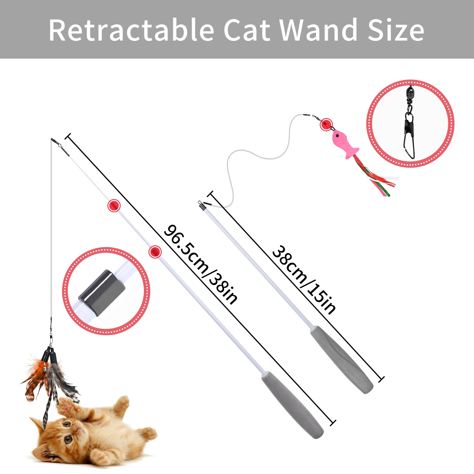 12pcs Colorful Cat Teaser Wand Interactive Funny Cat Toy Fishing Nteractive Toy for Kitten Playing Teaser Toy Cat Supplies