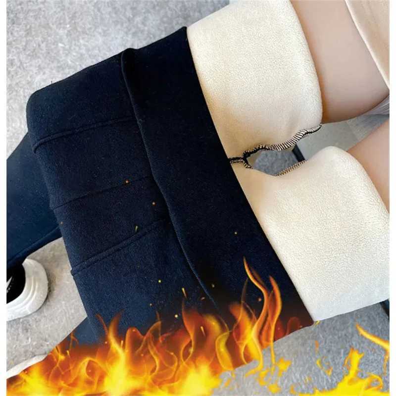 2024 New Fashion Lambwool Fluff Ankle-length Legginsy Warm Fleece Lined High Waist Leggings Pants Winter Slim Big Pocket ThickX240914