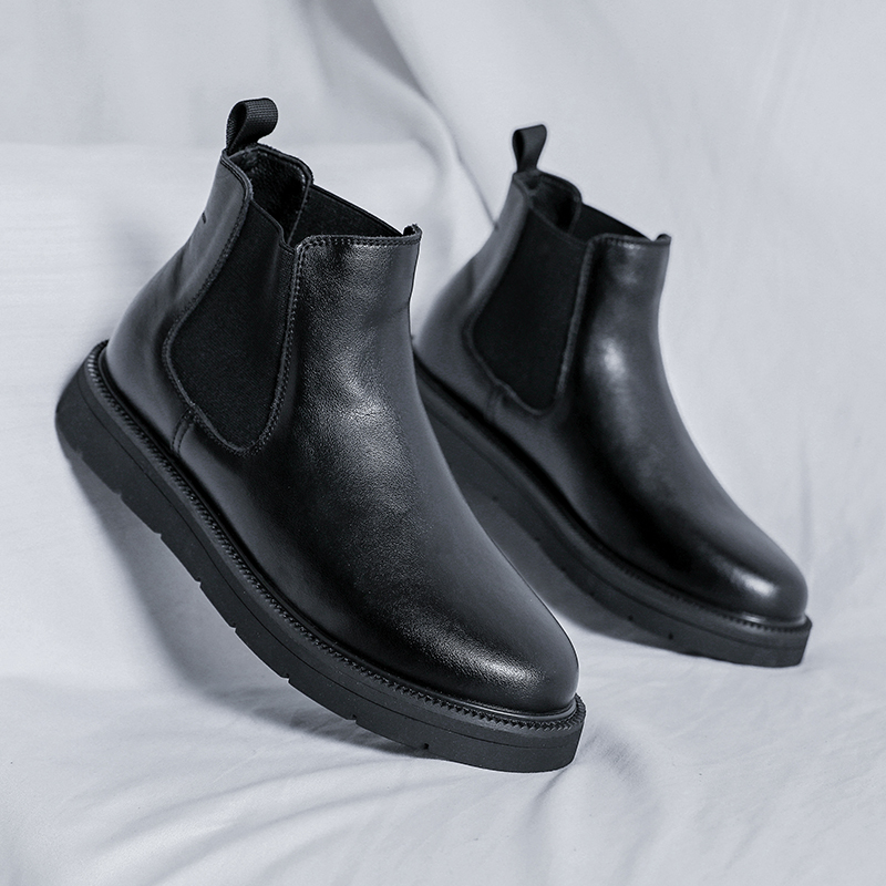 British Style Men Chelsea Boots New Design Mens Slip on Boots Fashion All-match Ankle Boots Business Dress Shoes Formal Footwear