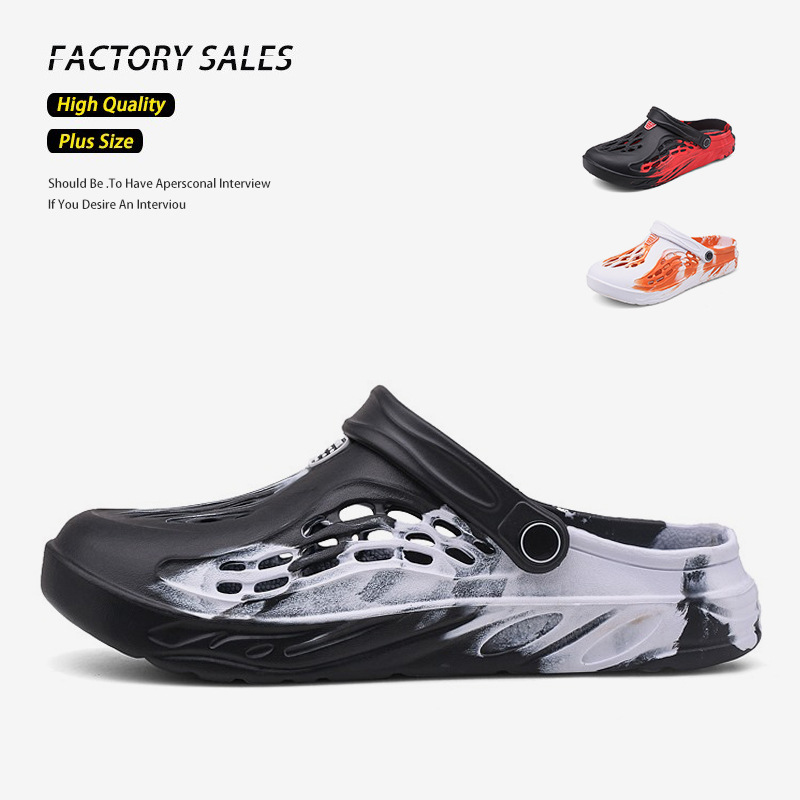 Summer Slippers Men Casual Slip-On Flats Comfortable Half Shoes Breathable Beach Sandals Unisex Men Flip Flops Size 45 Zapatos