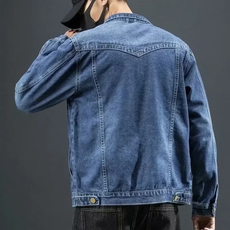 Denim Jackets Man Black Jeans Coat for Men Padded Wool with Sheep Button Padding Warm Size L Korea Joker Outwear Y2k Winter 2024 240913