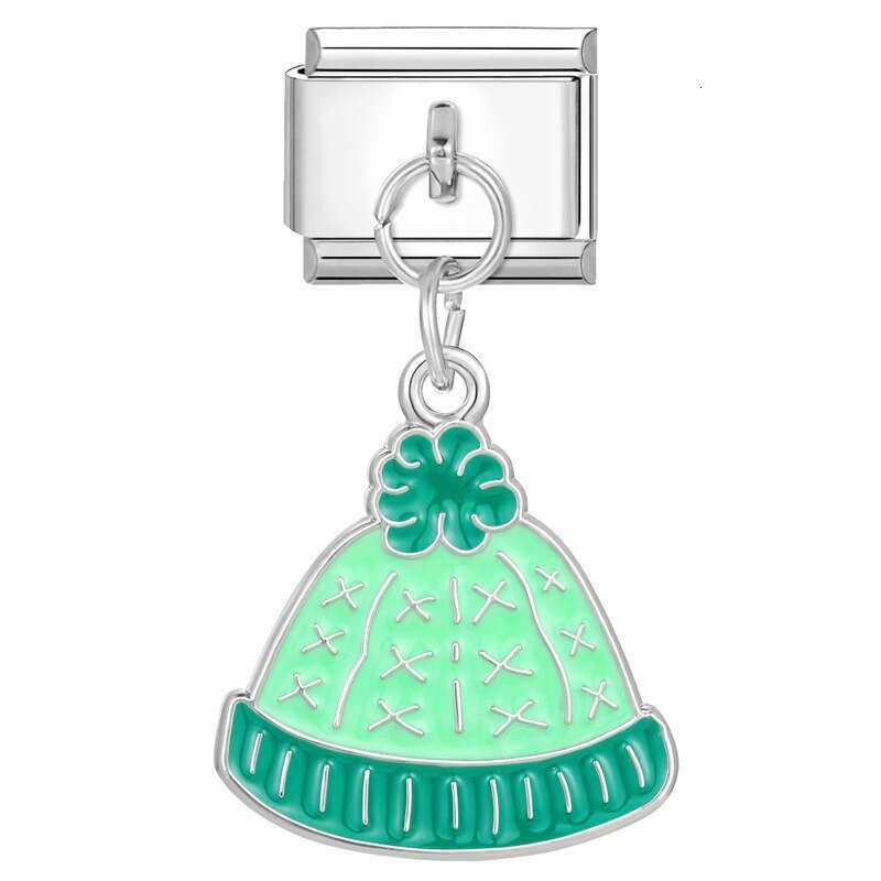 New Women's Gift Christmas hat Snowman Santa Claus Pendant Italian Charms Links Bangle Beads Fit 9mm Stainless Steel Bracelet Making DIY For Wome