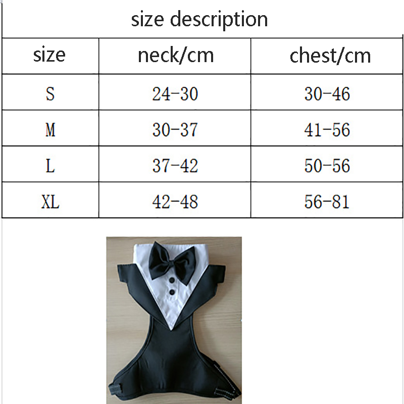 Tuxedo Dog Harness with Leash Set,Dog Vest Harness,Soft Breathable Mesh Pet Harness with Bow Tie, Small Medium Dogs Cats Harness