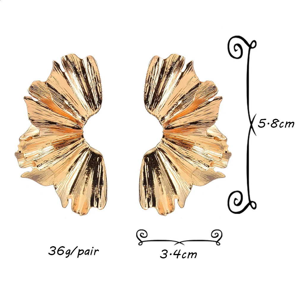 Arrival Metal Fan Shaped Geometric Earrings High Quality Gold Color Drop Earring Fashion Jewelry 240906