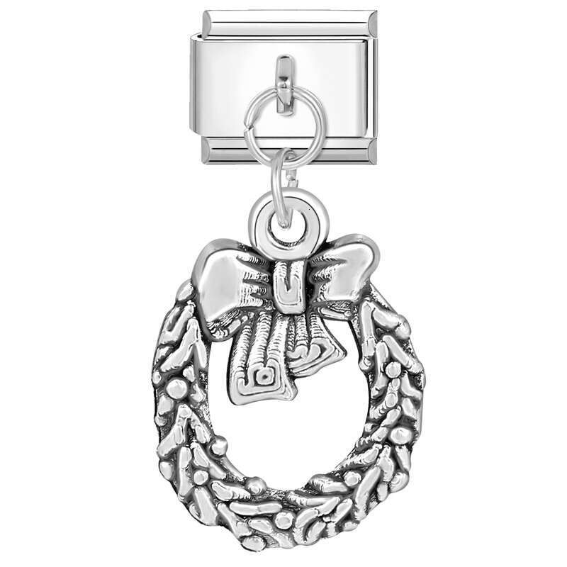 New Women's Gift Christmas Bell Socks snowflake Pendant Italian Charms Links Bangle Beads Fit 9mm Stainless Steel Bracelet Making DIY For Women F