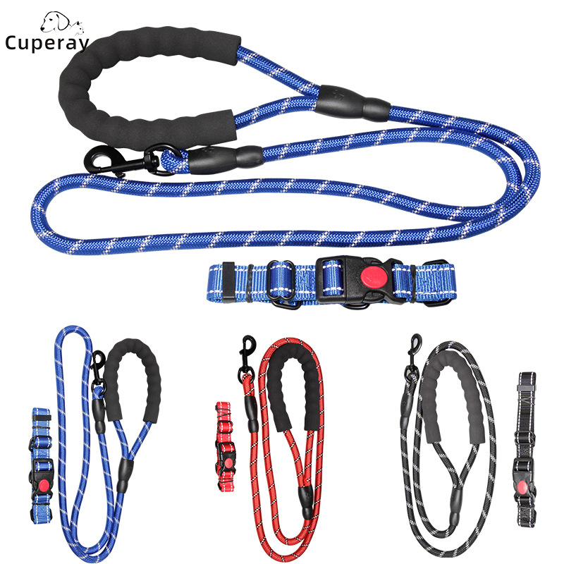 Dog Collar and Leash Set Explosion Proof, Strong Round Rope Leash Set for Running and Walking Dogs for Small, Medium Large Dogs