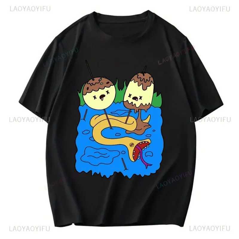 Adventure Time Cotton T-shirt Fun Cartoon Printed Mens T-shirt Casual Wear Classic Anime Graphic Mens T-shirt CL240913