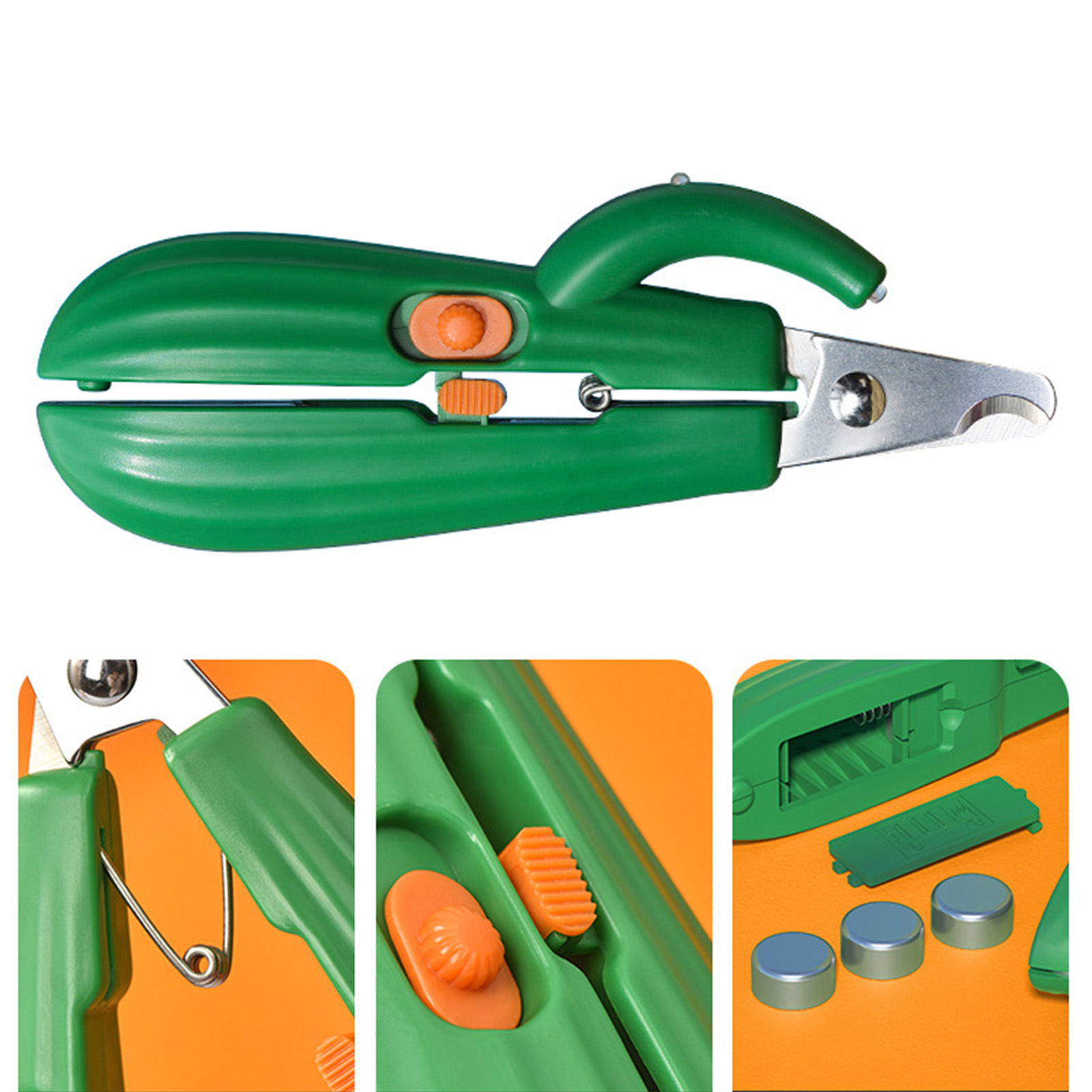LED Cactus Shape Nail Clipper for Pets, Stainless Steel Blades, Ergonomic Handle, Claw Trimmer for Dogs and Cats, Cute