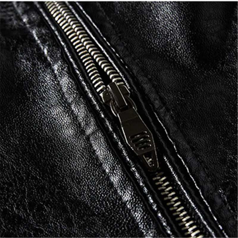 Mens Leather Jacket Mens Winter Fleece Mens Stand Collar Biker Casual Windproof Slim Fit Jacket Fleece Leather JacketX240913