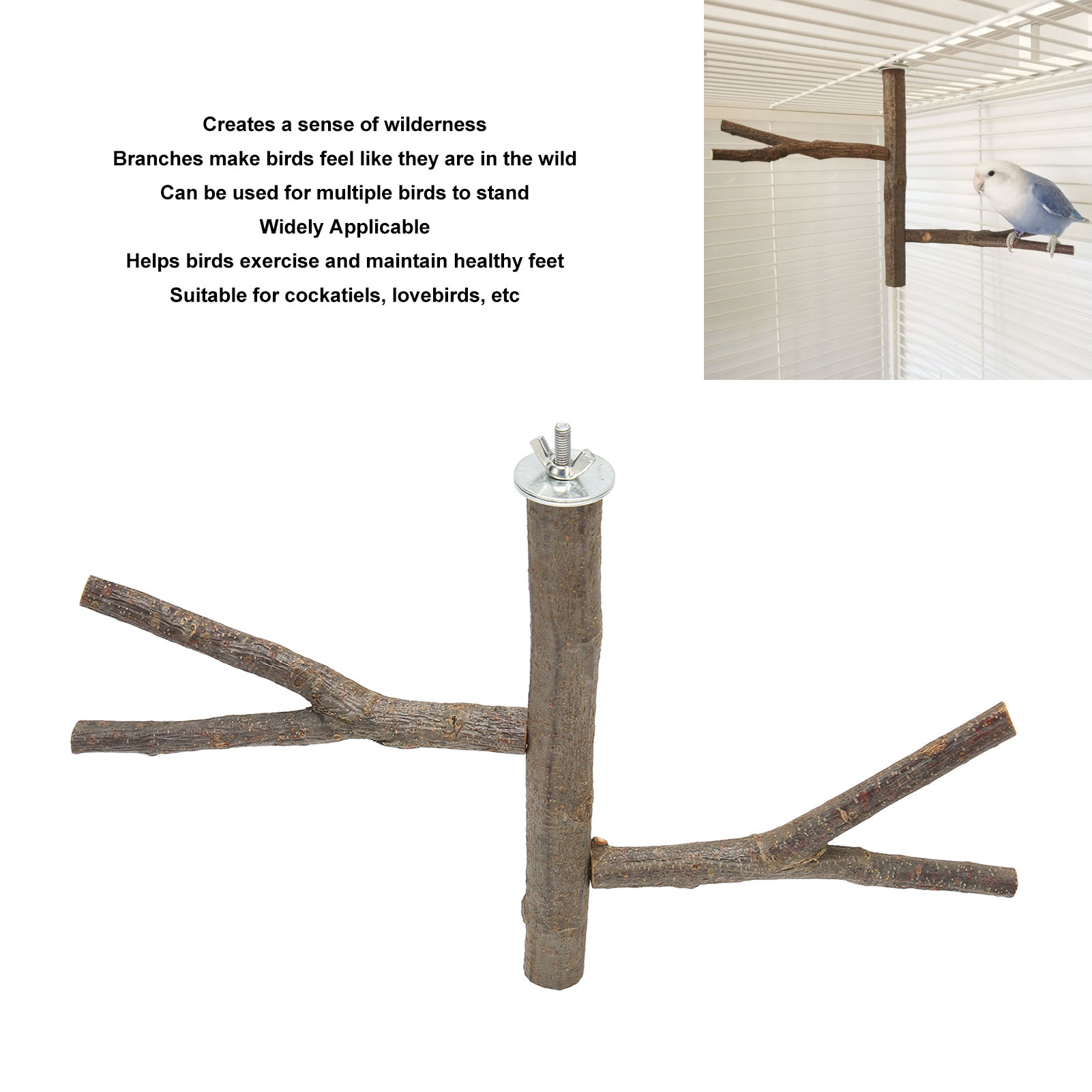 Bird Branch Perch Safe Claw Grinding Cage Toy Wooden Parrot Perch Stand For Cockatiels Lovebirds