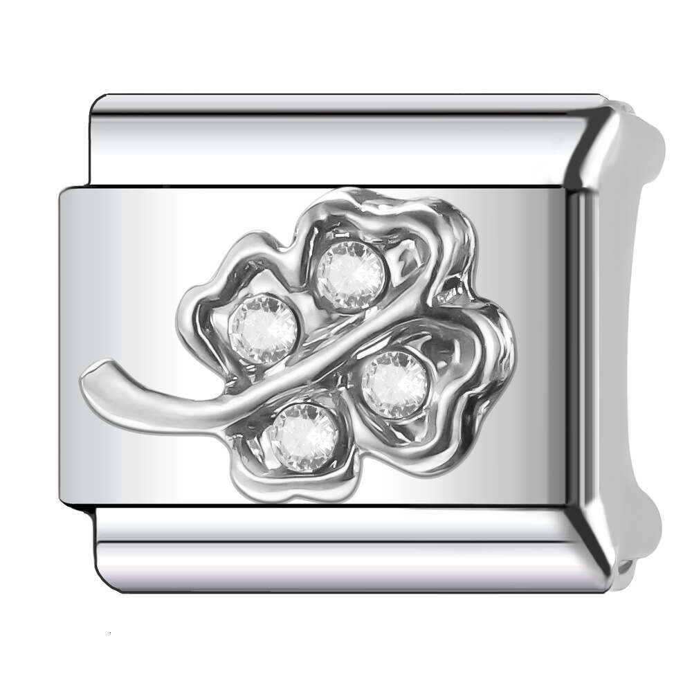 New Women's Gift shine flower and star Bead Italian Charms Links Bangle Beads Fit 9mm Stainless Steel Bracelet Making DIY For Women Fashion Jewel