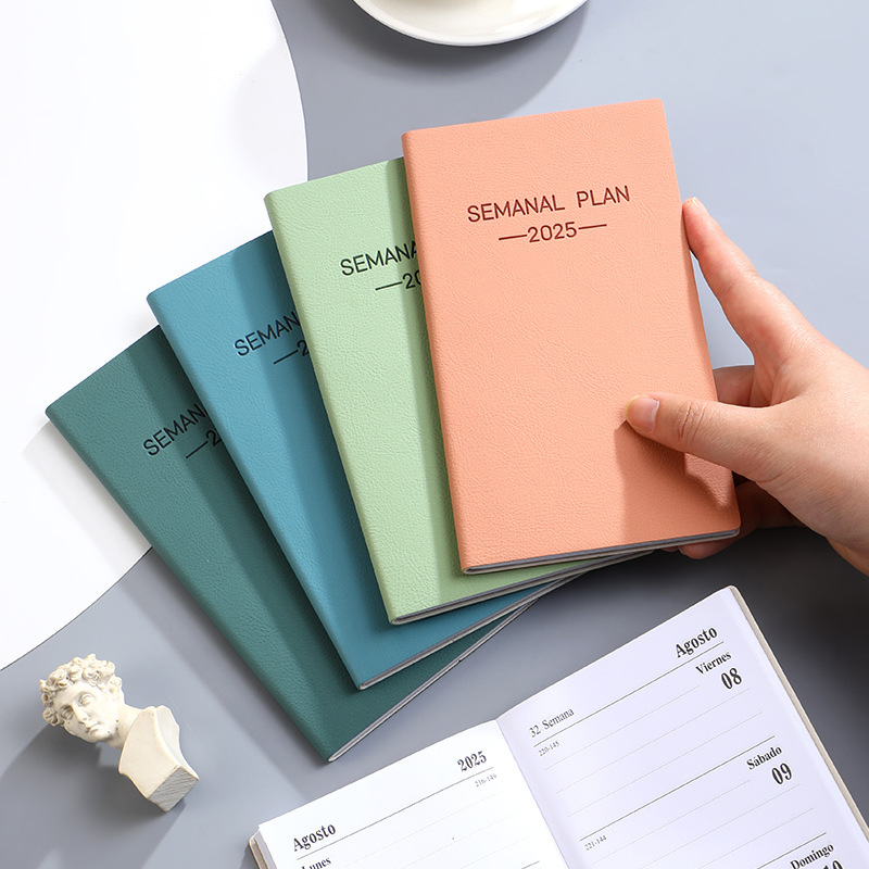 Morandi color scheme 2025 A6 Spanish calendar book portable pocket plan book daily plan notebook