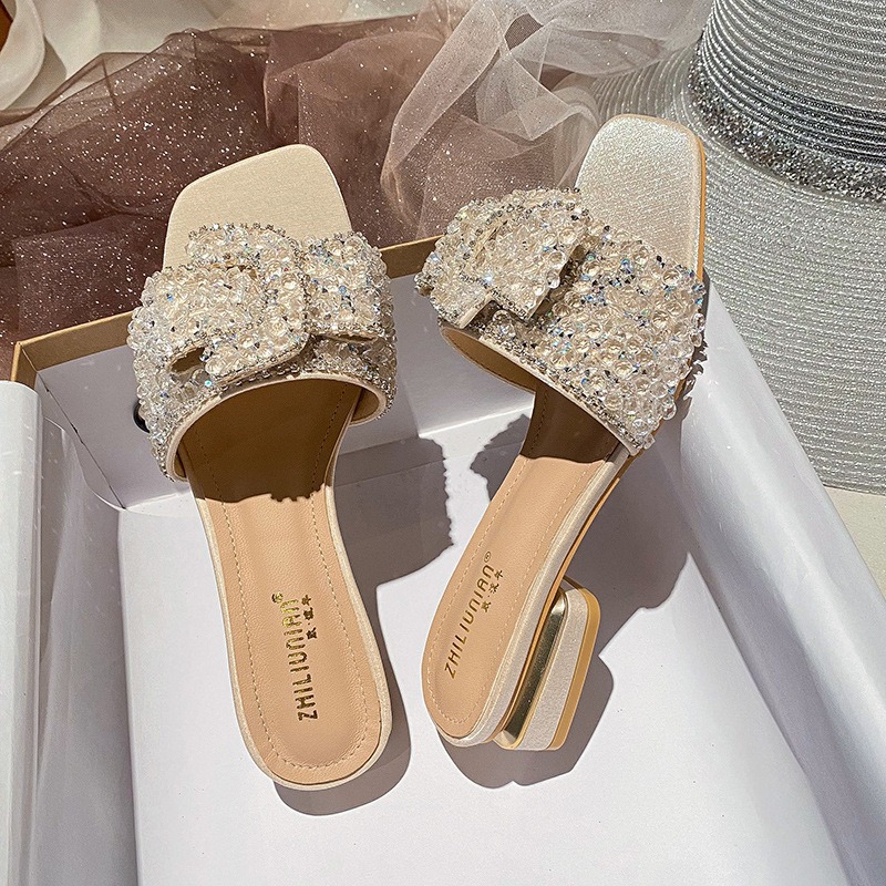 New 2024 Chunky Heel Fashion Flat Ladies Rhie Slippers Womens Comfort Summer Peep Toe Shoes dh605855