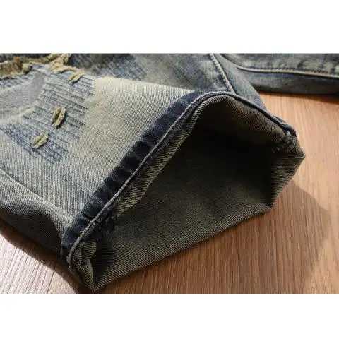 High Quality Luxury Clothes Vintage Patchwork Denim Shorts Mens Casual Knee Length Jeans Retro Washed Cotton Short Pants SummerX240914