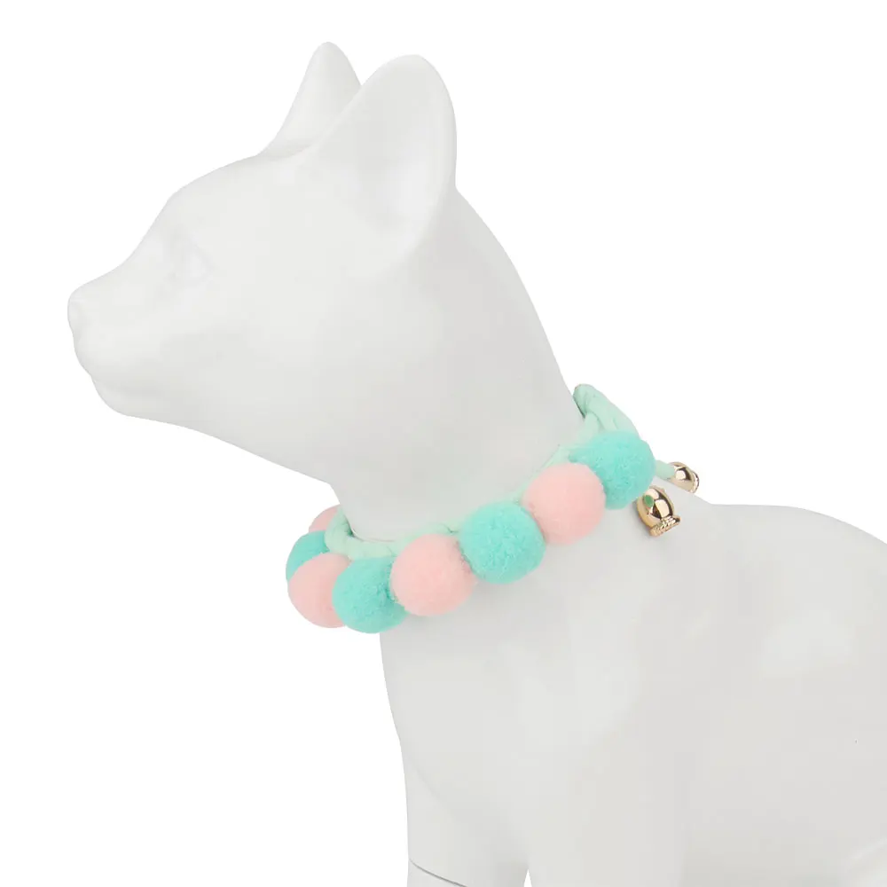 Puppy Collars ,Cute Cat Collar Colored Pet Puppy Dog Collar Dog Grooming Collar Cat Plush Ball Necklace Puppy Accessories Scarf