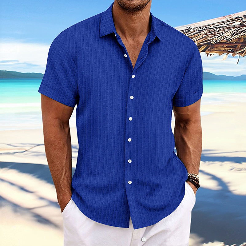 S-3XL Summer New Mens Jacquard Shirt button up short sleeved casual sports top Designer Luxury Style Clothing High quality black T shirt Top Quality S