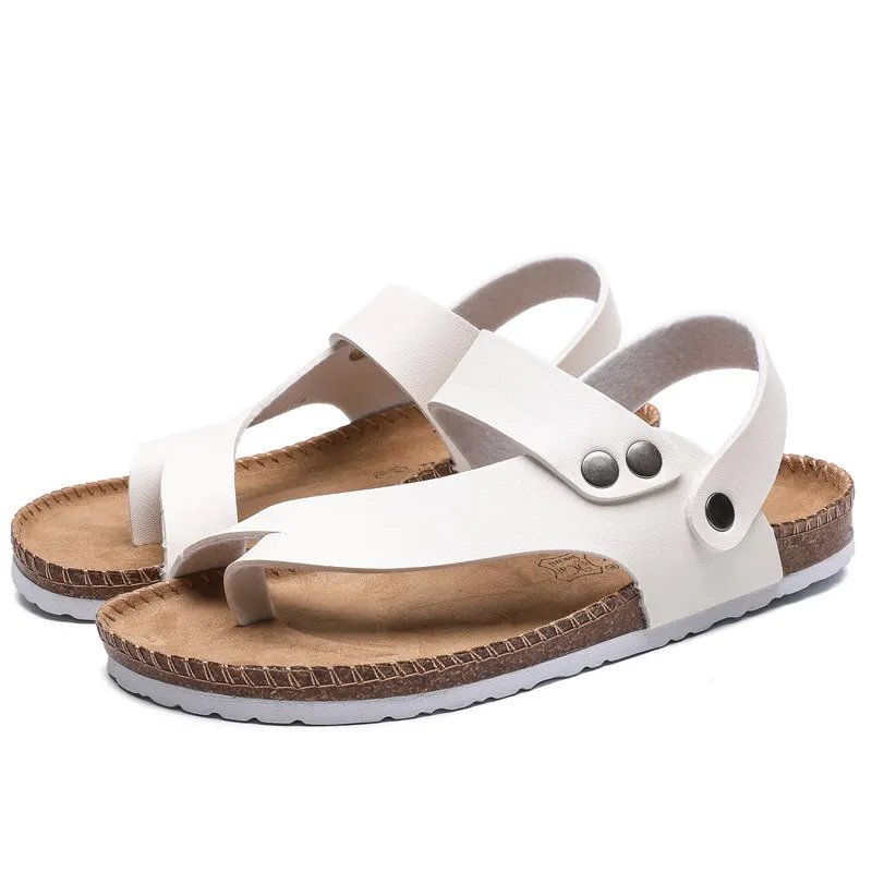 Black White Mens Flip Flop Sandals Trending Summer Outdoor Leisure Non-Slip Beach Sandals for Men Cork Men's Flip Flops Sandal