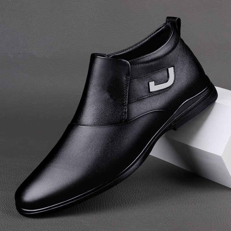 Autumn Fashion Winter Leather British Style High Top Plus Veet Casual Shoes for Men Work Outdoor Large Size 46 Boots 4ce3