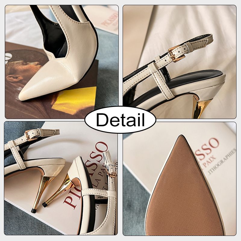 2025 new Size JOZHAMTA 34-43 Women Leopard Cone Heel Sandals Real Leather 2025 Ins Pointed Toe Sgback Buckle Summer Party Office Lady 4e1a