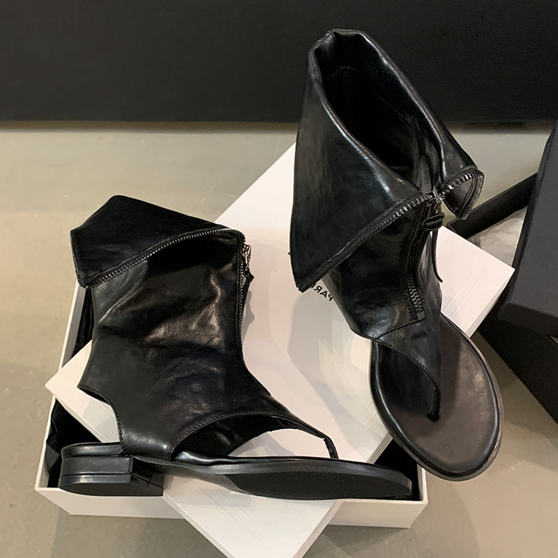 2025 new Zippers Fashion Women Flip ps Female Round Toe Footwear Ladies Flats With Shoes Gladiator Sandals Boots 97fb