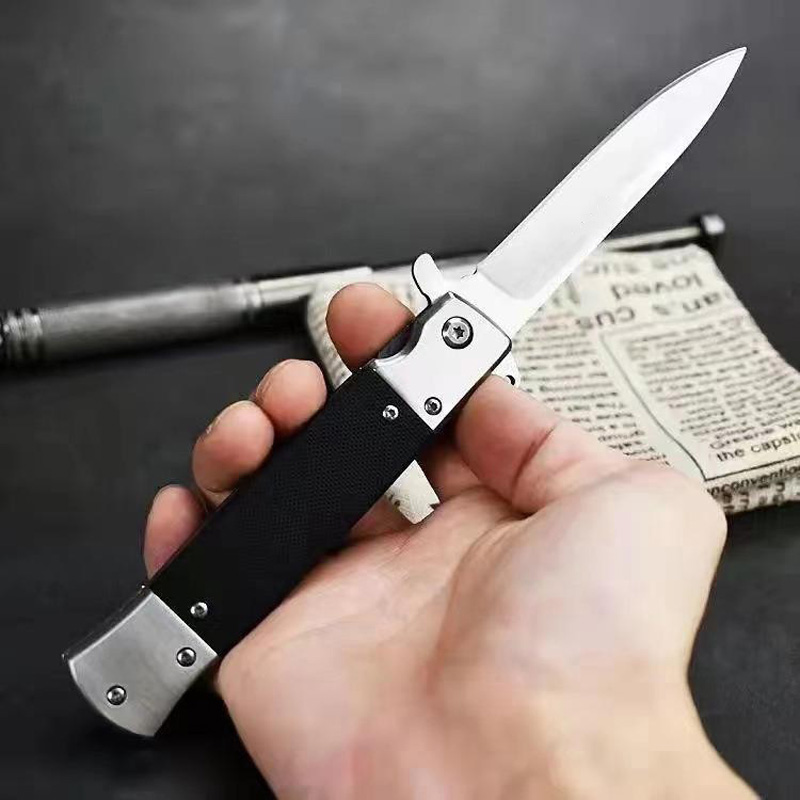 Top Quality Assisted Flipper Knife 440C Satin/Black Oxide Blade G10 with Steel Handle Outdoor Camping Hiking Fishing EDC Poc Knives